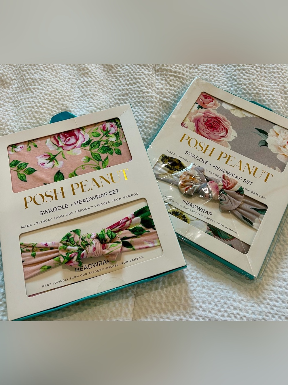 NWT Set of 2 Posh Peanut Swaddle/Headband boxed sets